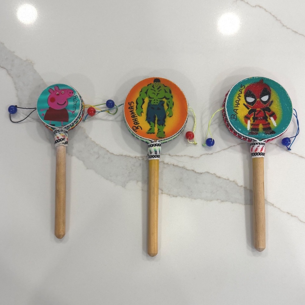 Bahamas Souvenir Monkey Drum Set 3pc Peppa Pig Hulk Deadpool Kids Musical Toys - Picture 2 of 3